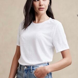 Banana Republic Linen-Blend T-shirt, white, size S
